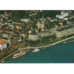 2 Photo cpsm grand format Suisse LUZERN. Schiffsrestauant & Pilatus
