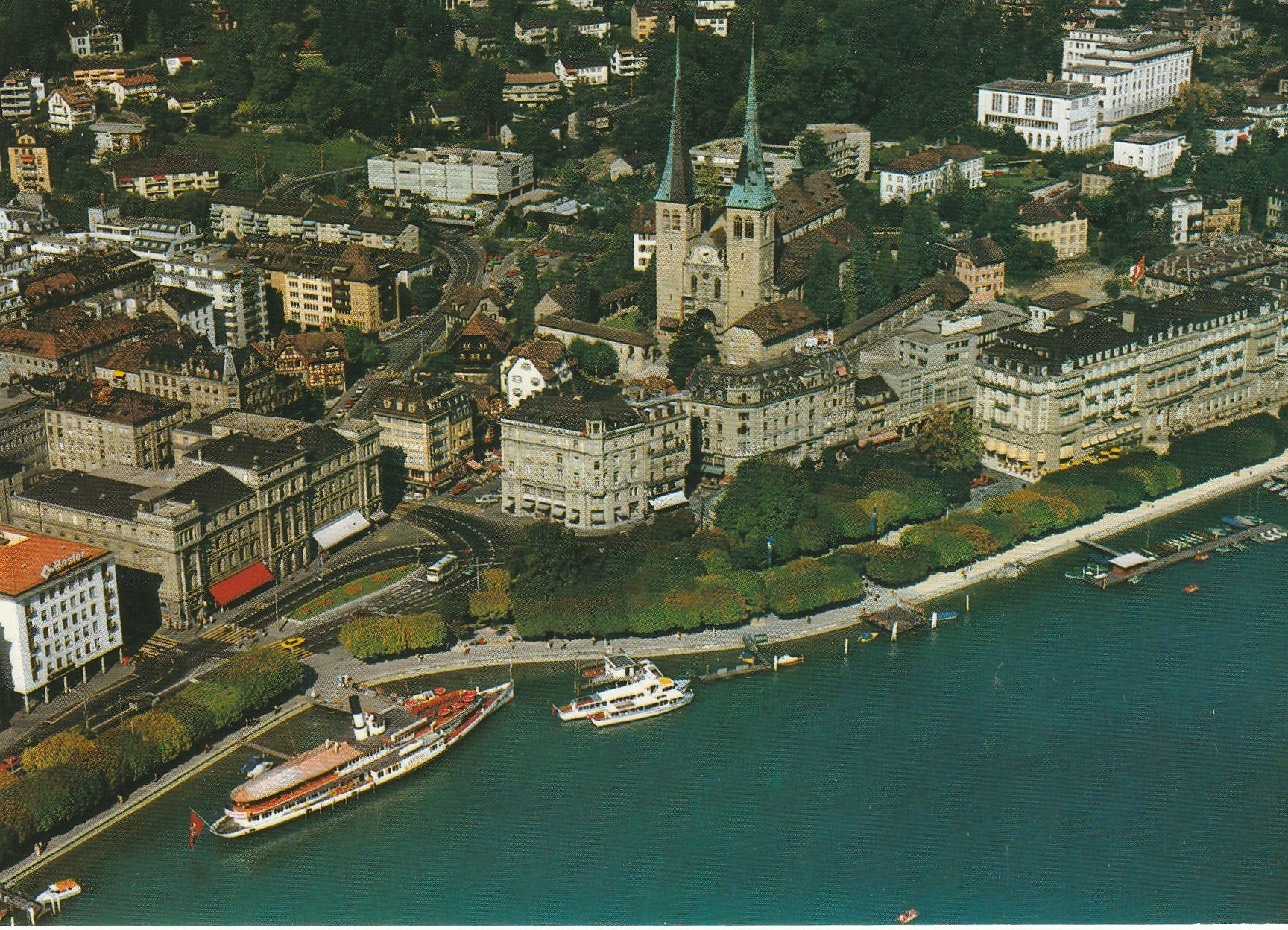 2 Photo cpsm grand format Suisse LUZERN. Schiffsrestauant & Pilatus