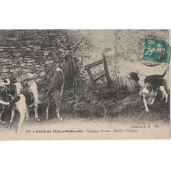 02 VILLERS-COTTERETS. Chasse à courre Equipage Menier vers 1910. Hallali à Valigny