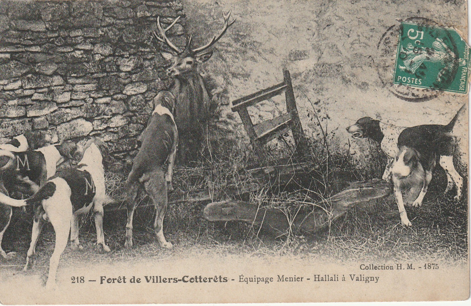 02 VILLERS-COTTERETS. Chasse à courre Equipage Menier vers 1910. Hallali à Valigny