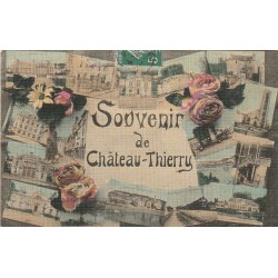 02 CHATEAU-THIERRY. Multivues 1908 superbe carte toilée
