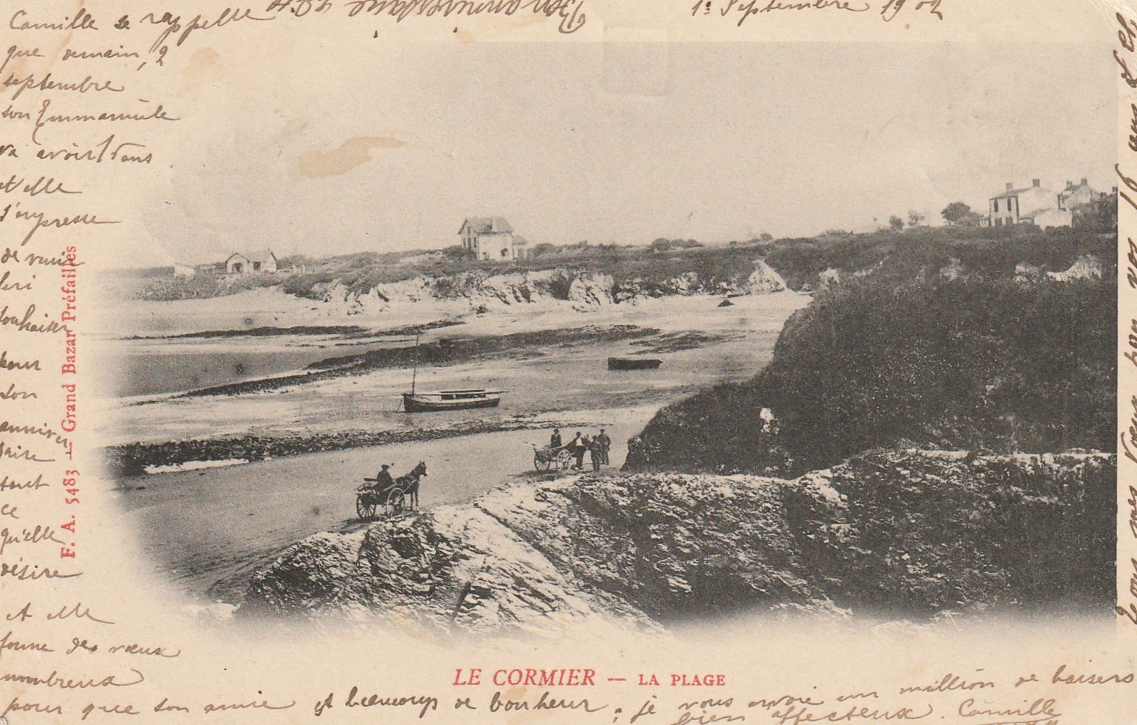44 LE CORMIER. Attelages de Pêcheurs et Ramasseurs de Goëmon sur la Plage 1902