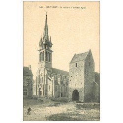 carte postale ancienne 22 SAINT-CAST. La Vieille et Nouvelle Eglise . Epicerie