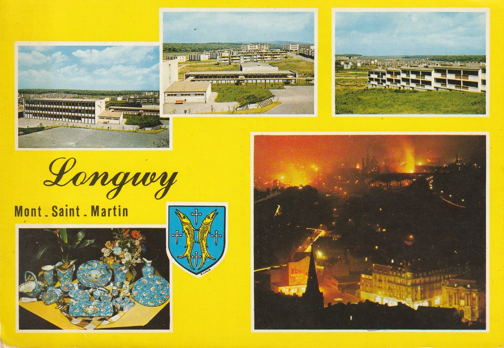 2 photo cpsm grand format 54 LONGWY. Ses Emaux d'Art et la Zup de Mont-Saint-Martin