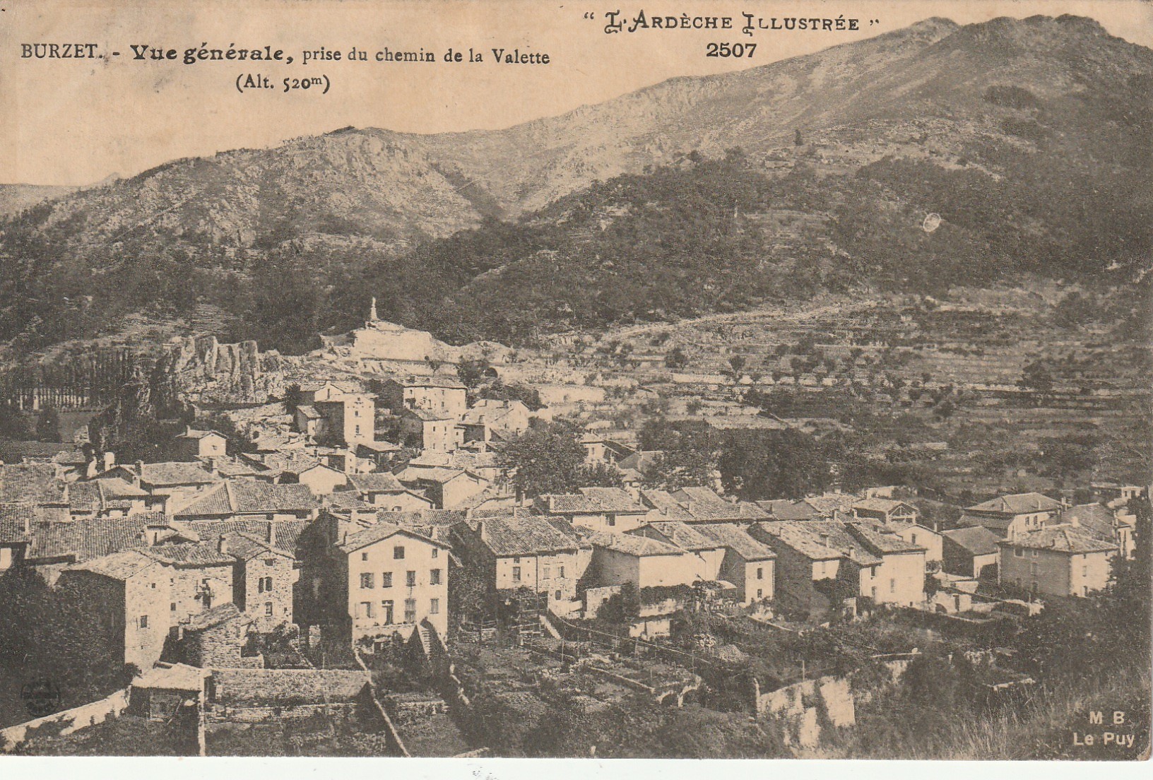 07 BURZET. Village depuis le Chemin de la Valette 1911