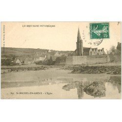 carte postale ancienne 22 SAINT-MICHEL-EN-GREVE. L'Eglise 1909