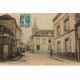 27 CHENNEBRUN. L'Eglise le Café et Tabac. Superbe carte toilée 1906 Edition Gérôme buraliste