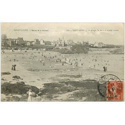 carte postale ancienne 22 SAINT-QUAY-PORTRIEUX. La Plage et bain 1912