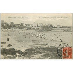 carte postale ancienne 22 SAINT-QUAY-PORTRIEUX. La Plage et bain 1912