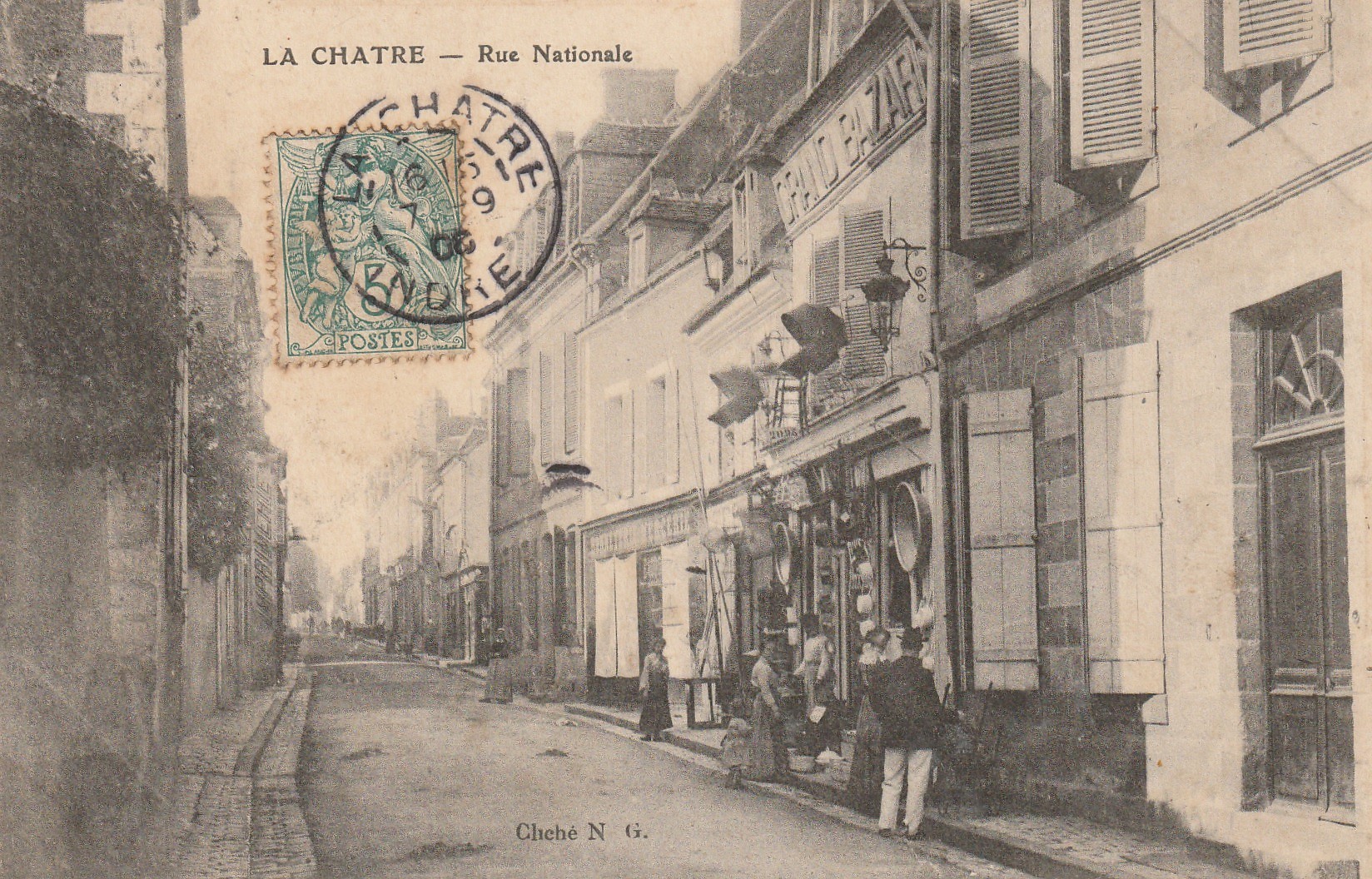 36 LA CHATRE. Grand Bazar sur Rue Nationale 1906