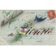 38 VIENNE. Carte toilée avec Hirondelle et Pensée 1907