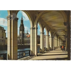 photo cpsm grand format HAMBURG Alsterarkaden und Rathaus