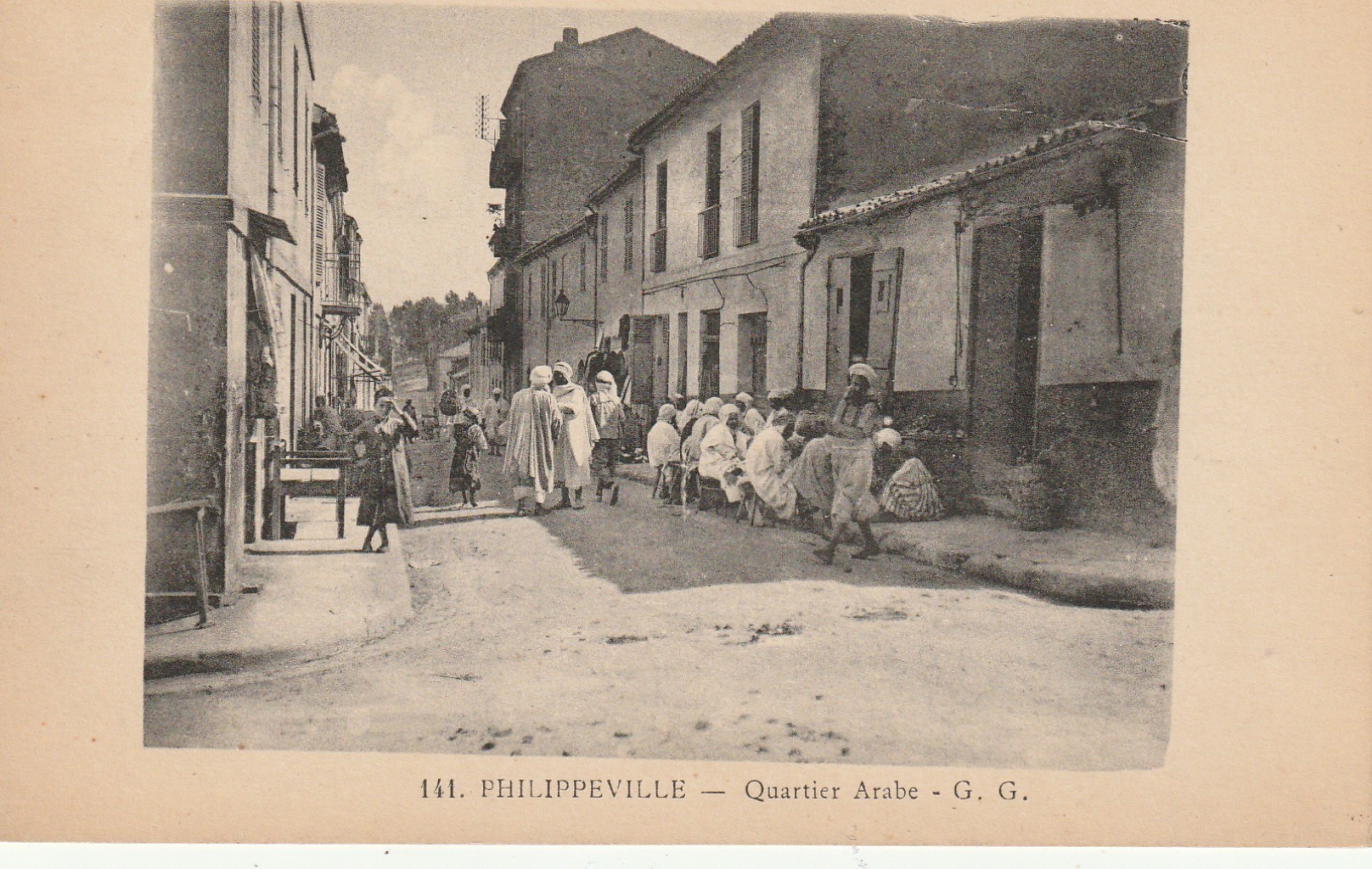 3 cpa Algérie PHILIPPEVILLE. Quartier Arabe, Place de la Marine et Ravin des Singes