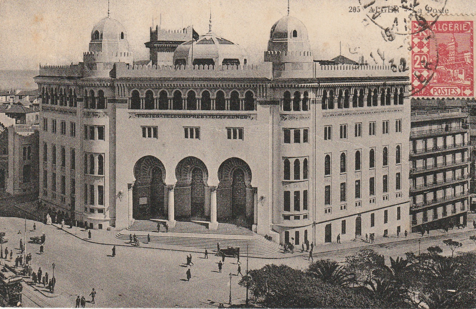 2 cpa ALGER. La Poste 1932 et le Théâtre Place Bresson