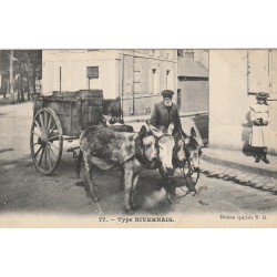 58 TYPE NIVERNAIS. Un transport de barriques avec attelage d'ânes ou mules 1908