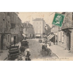 64 ORTHEZ. Grand Hôtel de la Belle Hôtesse rue Saint-Gilles. Fiacres et attelage boeufs