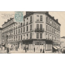 69 VILLEFRANCHE-SUR-SAONE. Café du Helder Rue Nationale et Thizy 1906 attelage livraisons