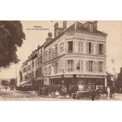 77 MELUN. Café Tabac Quai du Maréchal Joffre 1934 voiture ancienne décapotable