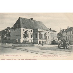 78 SAINT-GERMAIN-EN-LAYE. Attelage, Théâtre et Statue de Thiers vers 1900