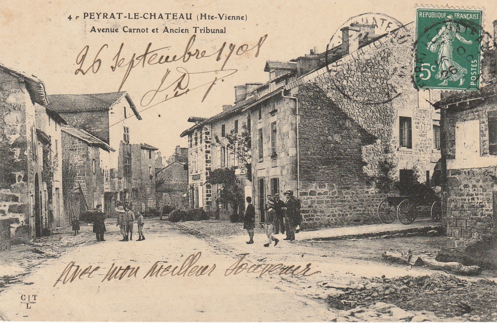 87 PEYRAT-LE-CHATEAU. Ancien Tribunal Avenue Carnot 1908