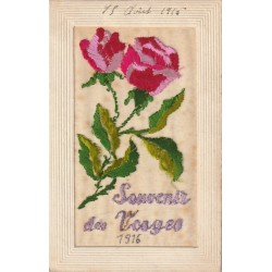 88 SOUVENIR DES VOSGES. Roses brodées avec fils de Soie sur voile en 1916