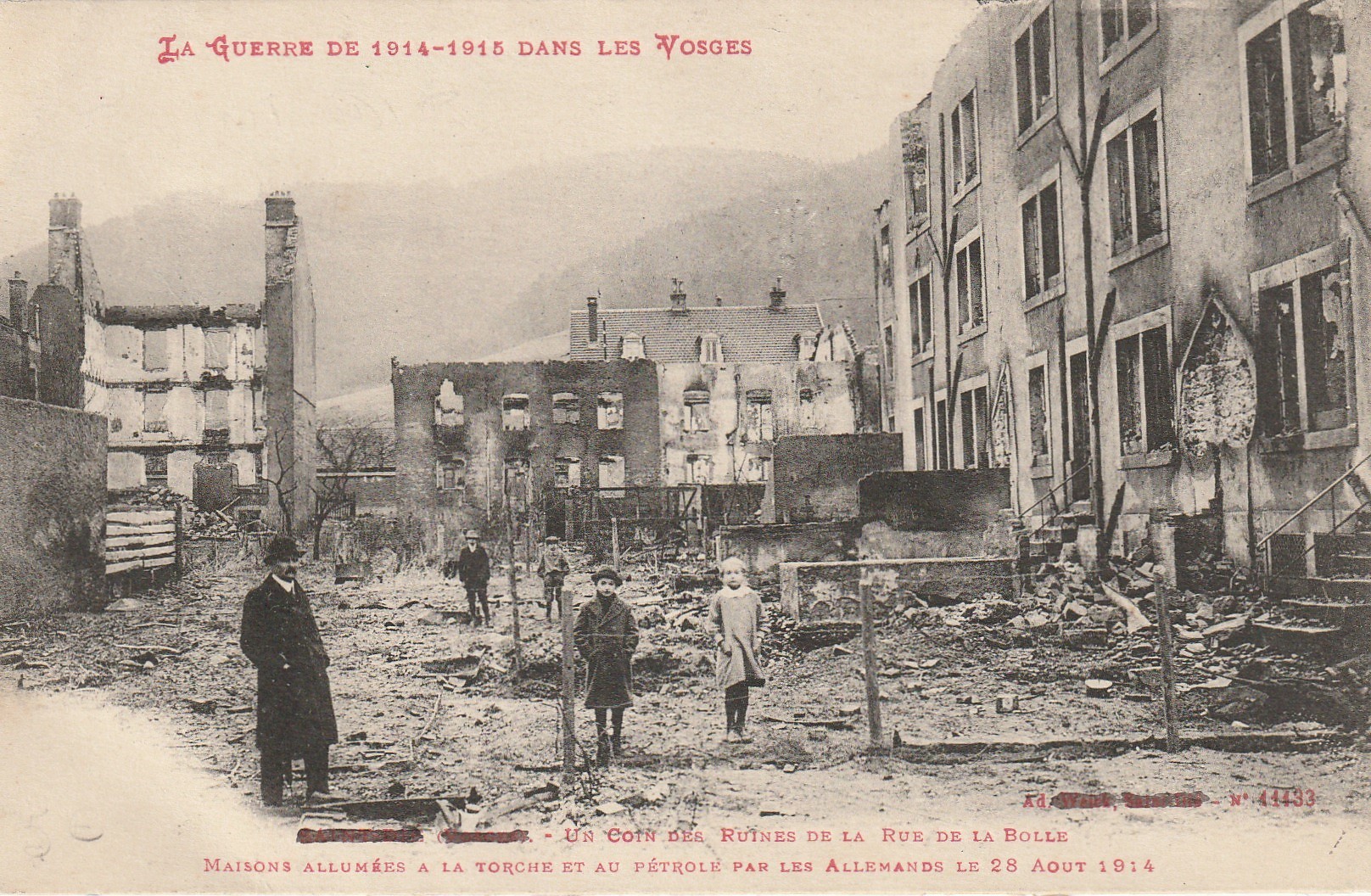 88 SAINT DIE. Rue de la Bolle maisons incendiées à la torche et au pétrole. Quartier incendié Guerre 1914-18