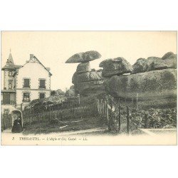 carte postale ancienne 22 TREGASTEL. L'Aigle et Coz Castel. Femme assise