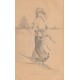 Rare Illustratrice HENRIETTE D. P.. La Canadienne avec raquettes de neige 1907 envoyée par elle-même du Canada