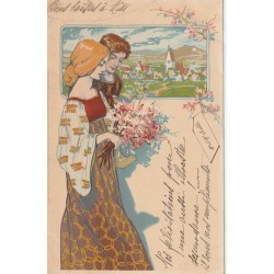 ILLUSTRATEURS. Par éditions Meissner Buch à Leipzig. Couple art déco avec Village 1903