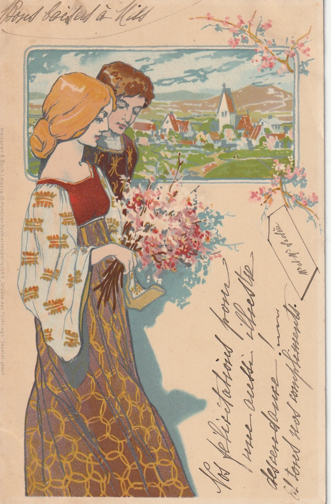ILLUSTRATEURS. Par éditions Meissner Buch à Leipzig. Couple art déco avec Village 1903