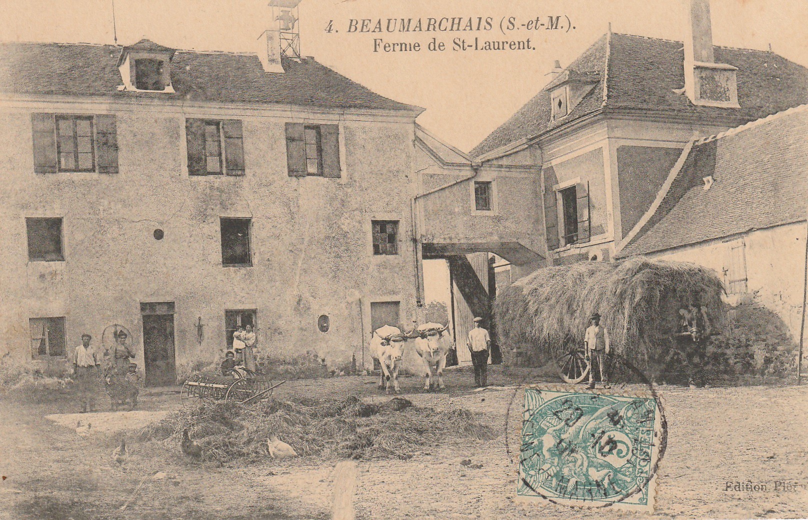 77 BEAUMARCHAIS. Ferme de Saint-Laurent bien animée 1906