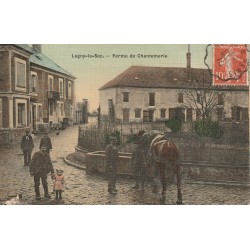 60 LAGNY-LE-SEC. Ferme de Chantemerle avec cheval à l'abreuvoir 1910