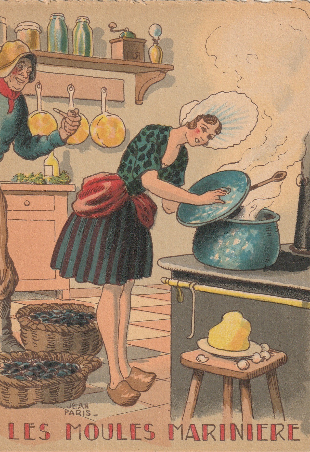 Editions Barre Dayez Illustrateur Jean Paris NOS PLATS REGIONAUX. Les Moules marinière