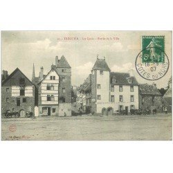 carte postale ancienne 22 TREGUIER. Les Quais et Entrée de la Ville 1907. Café de la Croix Blance