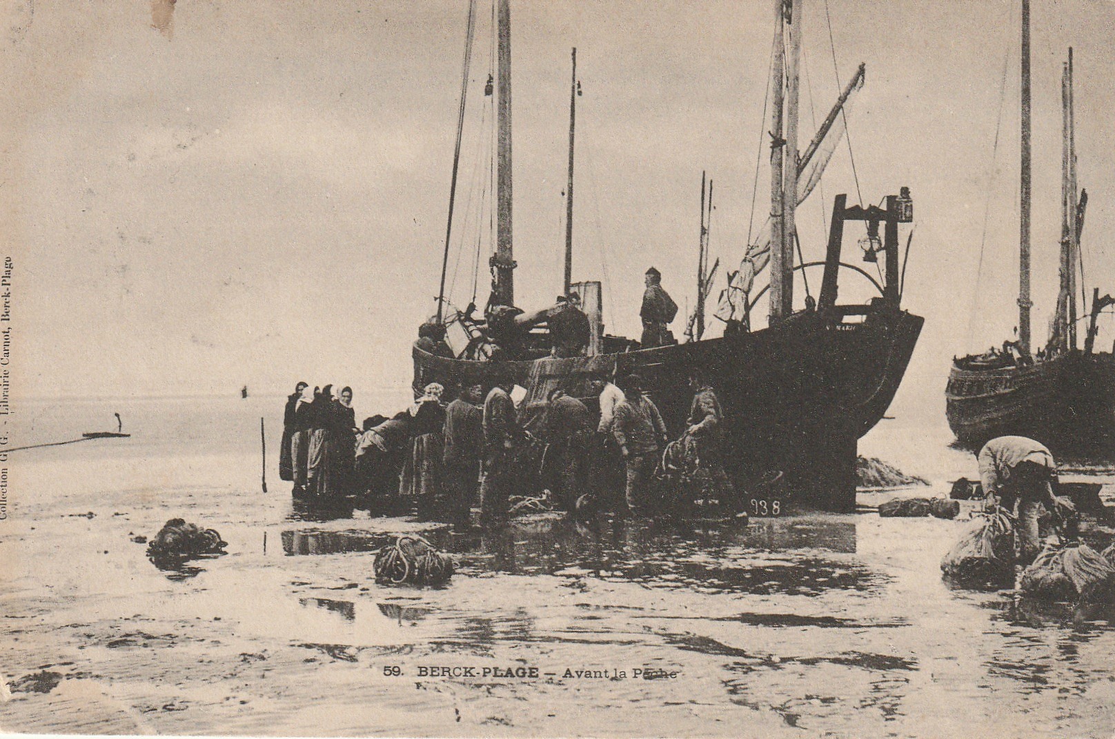62 BERCK PLAGE. Avant la Pêche. Livraison des vivres sur Bateau 1908. Poissons Pêcheurs et métiers de la Mer