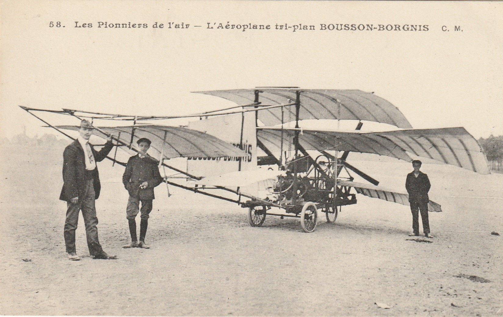 AVIATION. Les Pionniers de l'air. L'Aéroplane tri-plan Bousson Borgnis. Avion et Aviateur