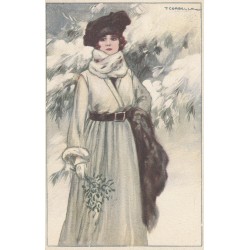 ILLUSTRATEUR CORBELLA T. Superbe jeune femme en Hiver 1917