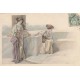 Illustrateur AUER. Superbes femmes au Temple ton pastel vers 1905 n° série 166