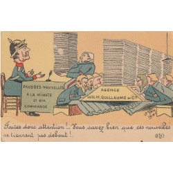 Caricature satirique illustrateur Gène Agence Wolff Guillaume et Cie "Fausses nouvelles sur commande". 1914