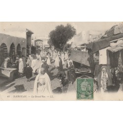 Tunisie. KAIROUAN La Grand' Rue 1912 avec un âne au Marché