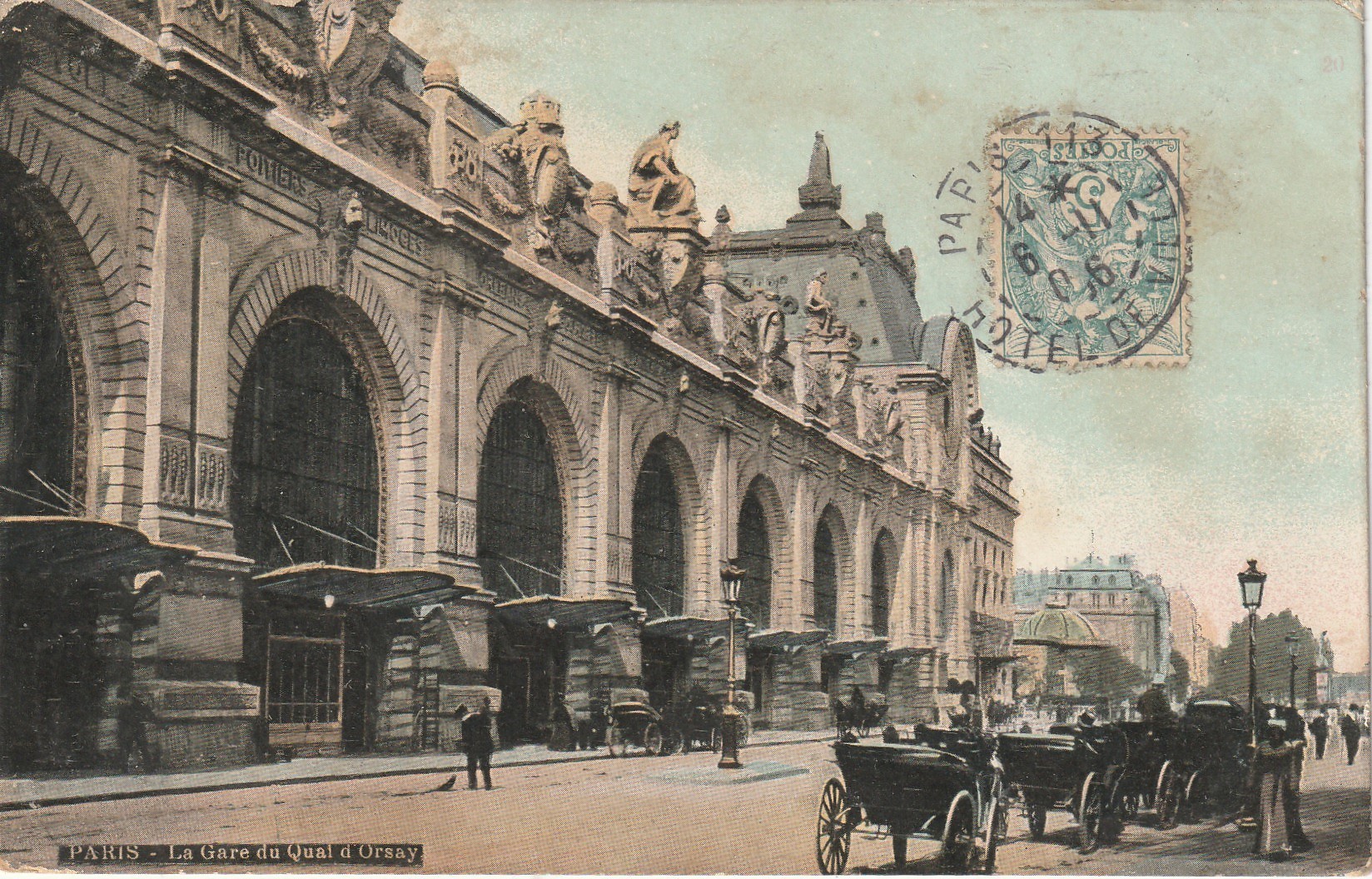 Lot 3 cpa 75 PARIS. Gare Orsay, Saint-Augustin Bd Malesherbes et Colonne Vendôme vers 1906