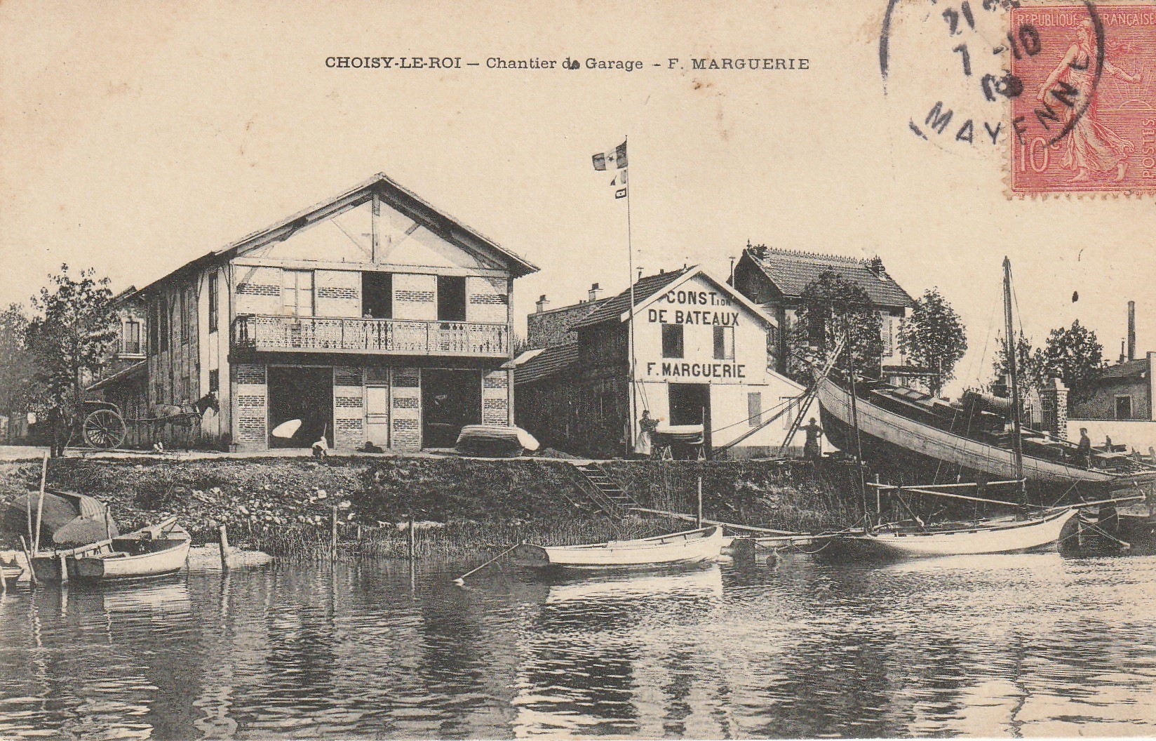 94 CHOISY-LE-ROI. Chantier de Garage Marguerie 1906 construction de bateaux