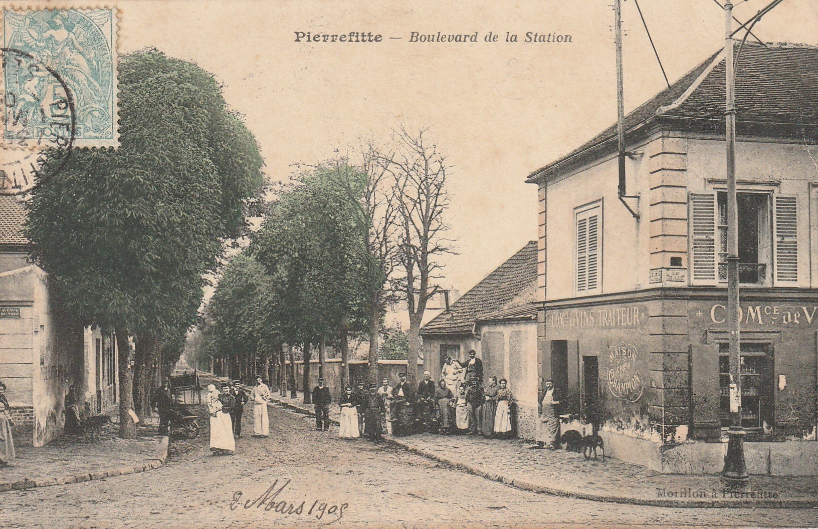 93 PIERREFITTE. Traiteur Boulevard de la Station 1905 Vins Maison Champion