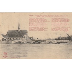 89 SENS. Le Vieux Pont inondations de 1910. Véritable ajoutis étiquette de luxe Chapuis