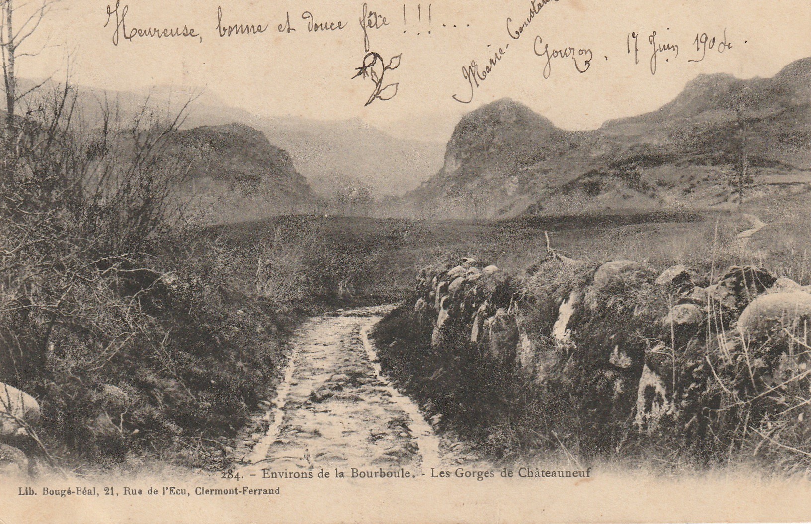 63 Environs de la BOURBOULE. Les Gorges de Châteauneuf 1904
