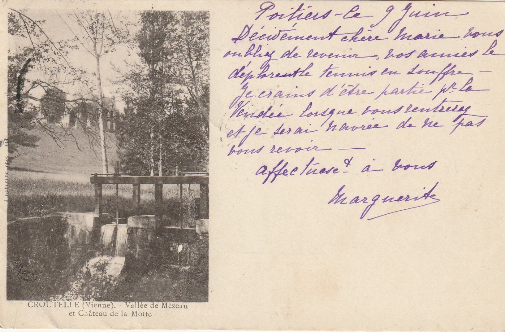 86 CROUTELLE. Château de la Motte Vallée de Mézeau 1901 petite écluse