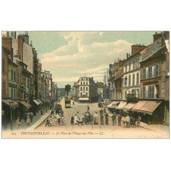carte postale ancienne 77 FONTAINEBLEAU. Place de l'Etape aux Vins Café de l'Union