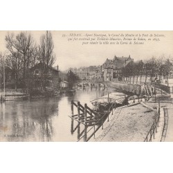 2 x cpa 08 SEDAN. Canal du Moulin Pont de Soissons et Remparts Citadelle
