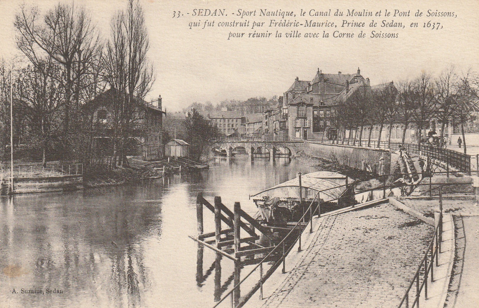 2 x cpa 08 SEDAN. Canal du Moulin Pont de Soissons et Remparts Citadelle