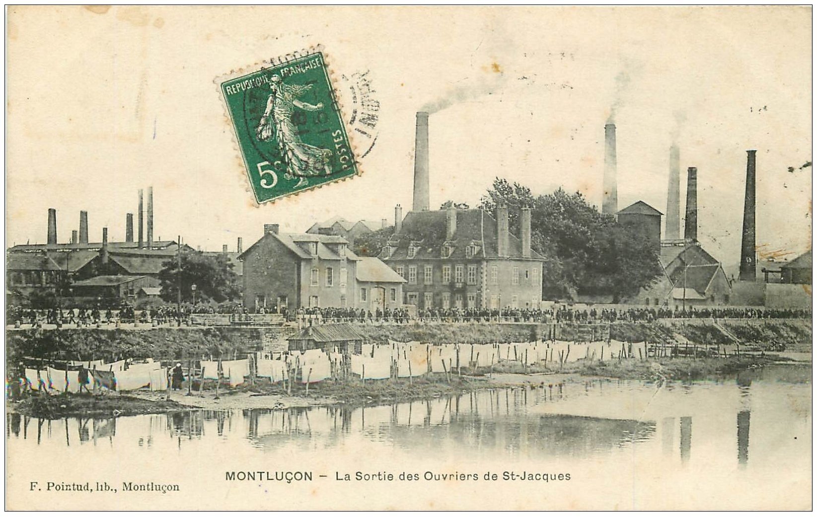 carte postale ancienne 03 MONTLUCON. Sortie des Ouvriers de Saint-Jacques 1909